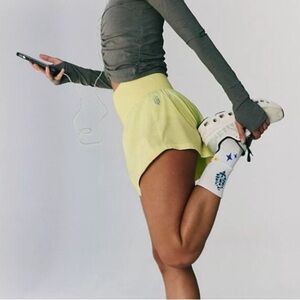 Free People shorts Movement Carpe Diem lined in Sour Citrus NEW XL pull on